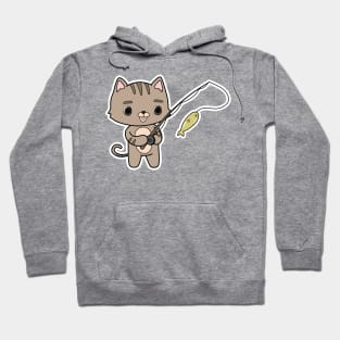 Cat at Fishing with Fishing rod Hoodie